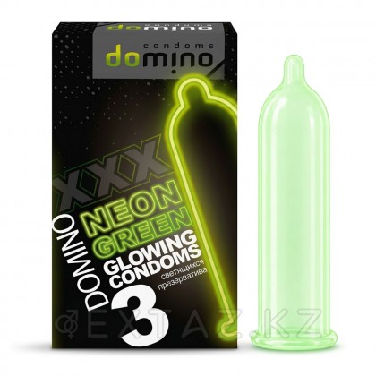 Domino NEON Green жарқыраған презервативтер (3 дана) от sex shop Extaz