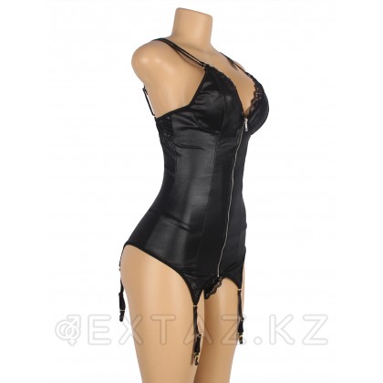 Кожаный бэби-долл на молнии с пажиками для чулок, XL-2XL от sex shop Extaz фото 5
