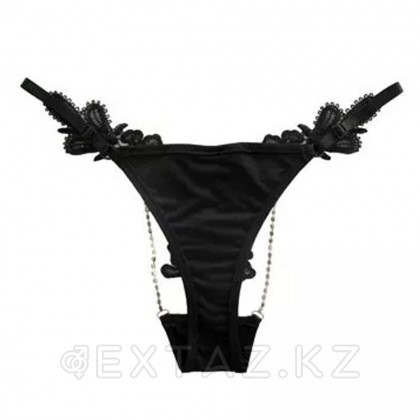 Ашық бөлшектері мен ринстондары бар жіптер (қара) от sex shop Extaz фото 3