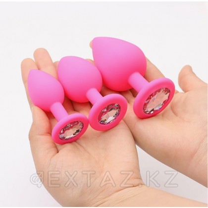 Ақ кристалды қызғылт силиконнан жасалған анальды тығын (s өлшемі) от sex shop Extaz фото 2