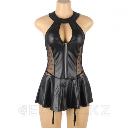 Кожаное платье со шнуровкой и юбкой-воланом Ohyeah +стринги, XL-2XL - extaz.kz фото 6 Ohyeah шулы юбкасы бар былғары көйлек + жіптер, XL-2XL от sex shop Extaz фото 6