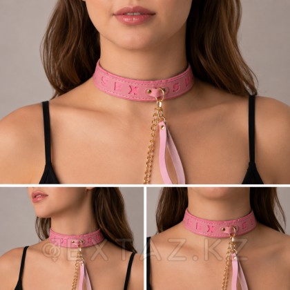Секс, киіз, алтын деп жазылған Қарғыбауы бар қызғылт жаға от sex shop Extaz фото 2