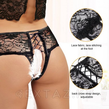 Трусики на завязках с доступом черные (5XL) от sex shop Extaz фото 2