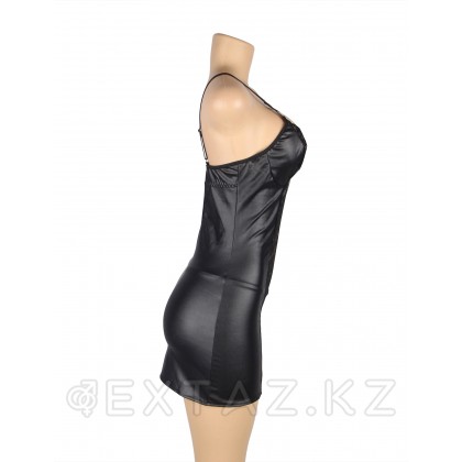 Ohyeah Sexy Black шілтерлі былғары көйлек + жіптер, 3XL-4XL от sex shop Extaz фото 6