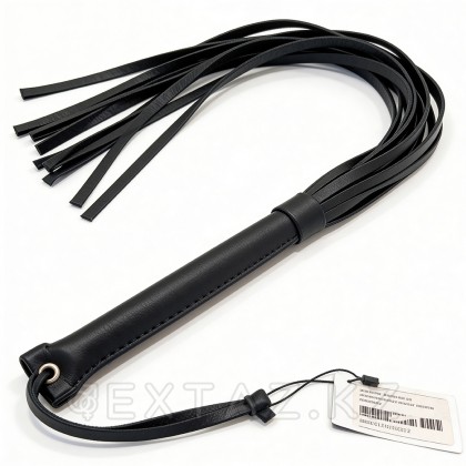 Қара сабы бар жасанды былғарыдан жасалған Флоггер от sex shop Extaz фото 2