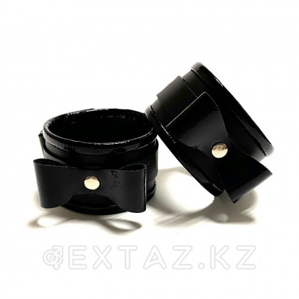Эко былғары садақтары бар кісендер қара түсті от sex shop Extaz
