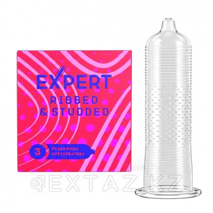 EXPERT Ribbed&Studded презервативтері, қырлы-нүктелі, 3 дана от sex shop Extaz