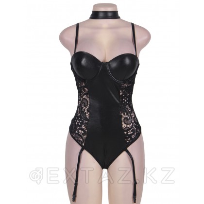Ohyeah Black vinyl шұлық бажиктері бар винил денесі, XS-S от sex shop Extaz фото 7