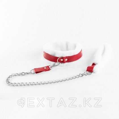 Нәзік қызыл жүні бар шынайы былғарыдан жасалған жаға от sex shop Extaz