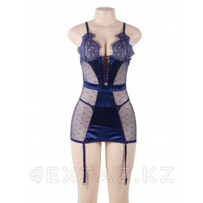 Гартер мен жіптері бар сексуалды көк іш киім (өлшемі 3XL-4XL) от sex shop Extaz фото 3