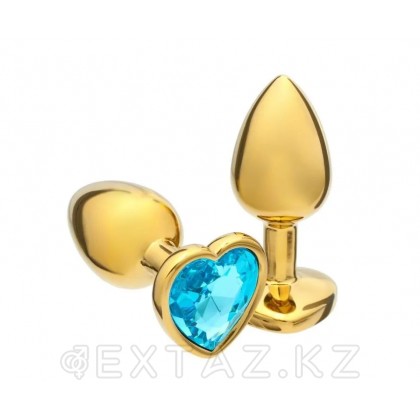 Жүрек тәрізді көк кристалды алтын тығын от sex shop Extaz фото 3