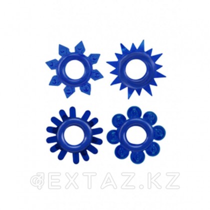 КОЛЬЦО ЭРЕКЦИОННОЕ набор 4 шт, цвет синий. от sex shop Extaz фото 4