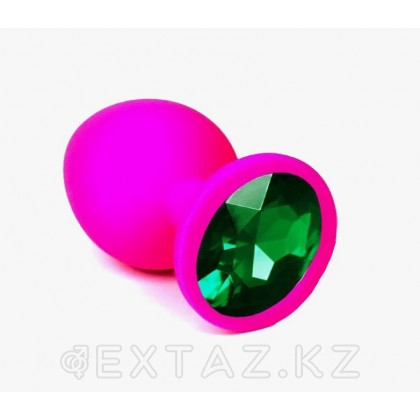 Жасыл кристалды қызғылт силиконнан жасалған анальды тығын (s өлшемі) от sex shop Extaz фото 2