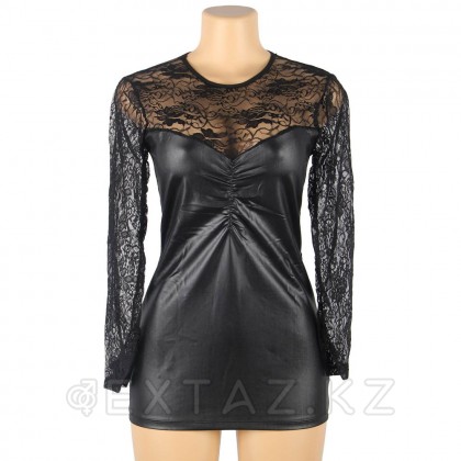 Кожаное платье с кружевной отделкой Ohyeah Sexy lace +стринги, XL - extaz.kz фото 4 Ohyeah Sexy lace шілтерлі былғары көйлек + стринги, XL от sex shop Extaz фото 4