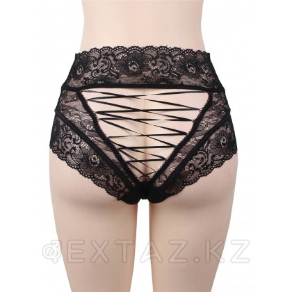 Трусики на высокой посадке с завязками черные (размер M-L) от sex shop Extaz фото 2