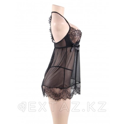Обворожительный бэби-долл + стринги (черный; размер 3XL-4XL) от sex shop Extaz фото 3