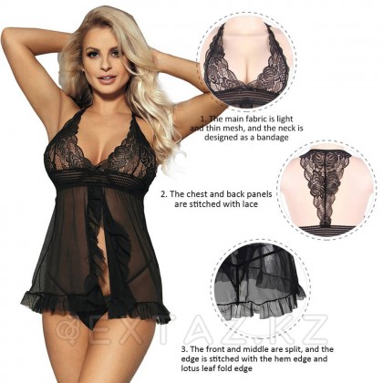 Жинақ: қара мөлдір көйлек және жіптер (M-L өлшемі) от sex shop Extaz фото 5