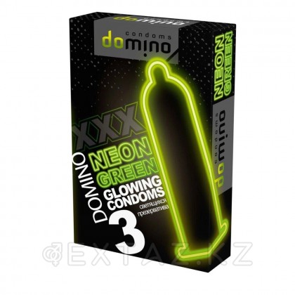 Domino NEON Green жарқыраған презервативтер (3 дана) от sex shop Extaz фото 3