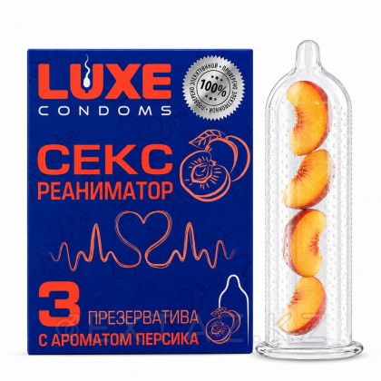 Презервативтер Luxe секс-Реаниматор (шабдалы), нүктелі, 3 дана. от sex shop Extaz