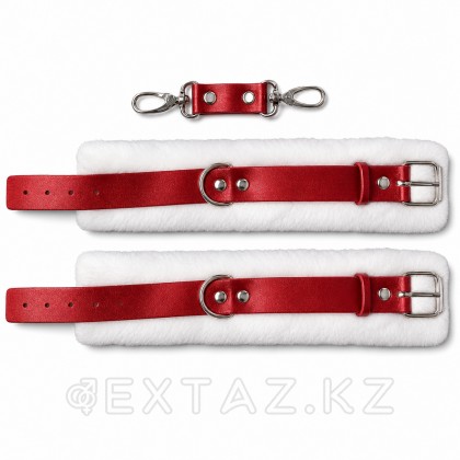 Жүні бар шынайы былғарыдан жасалған бұғаулар қызыл от sex shop Extaz