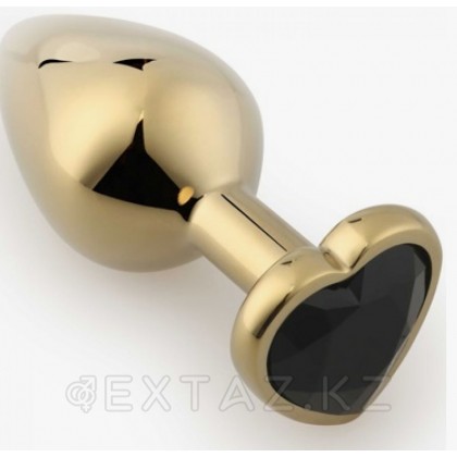 Жүрек тәрізді қара кристалды алтын тығын от sex shop Extaz фото 4