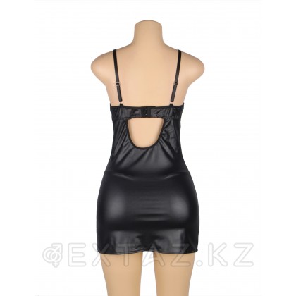 Ohyeah Sexy Black шілтерлі былғары көйлек + жіптер, 3XL-4XL от sex shop Extaz фото 7