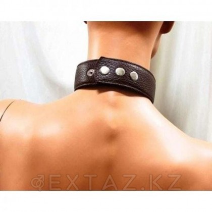 Қара шоколадты былғарыдан жасалған жағамен ату от sex shop Extaz фото 4