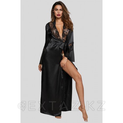 Халат в пол с кружевными вставками, размер L от sex shop Extaz фото 3