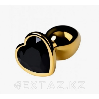 Жүрек тәрізді қара кристалды алтын тығын от sex shop Extaz фото 2