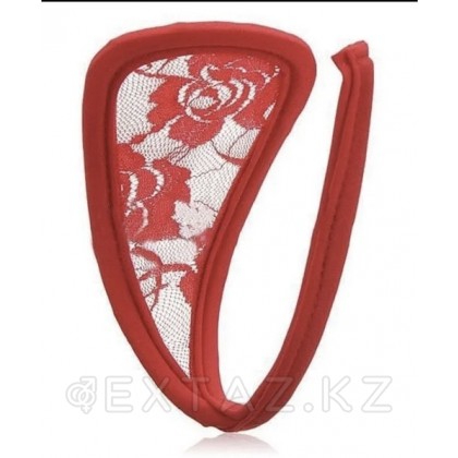 Стринги С с кружевной вставкой (красные) от sex shop Extaz фото 2