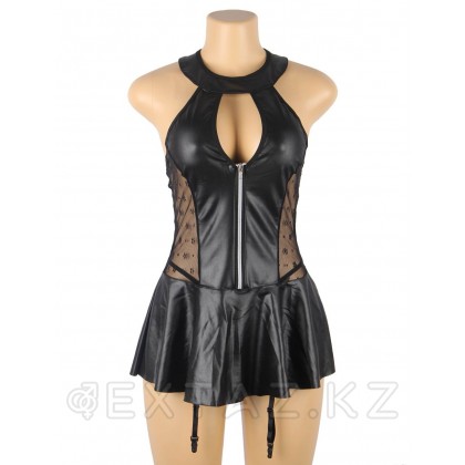Ohyeah шулы юбкасы бар былғары көйлек + жіптер, M-L от sex shop Extaz фото 5