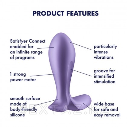 Анальный виброплаг Satisfyer Intensity Plug фиолетовый (Connect App) - extaz.kz фото 7 Анальный виброплаг Satisfyer Intensity Plug күлгін (Connect App) от sex shop Extaz фото 7