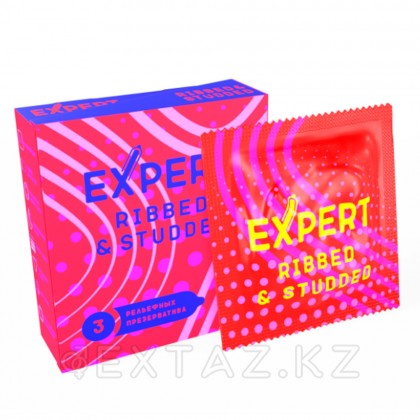 EXPERT Ribbed&Studded презервативтері, қырлы-нүктелі, 3 дана от sex shop Extaz фото 3