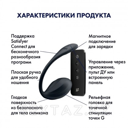 Satisfyer Ribbed petal қара діріл жұмыртқасы (Connect App) от sex shop Extaz фото 3