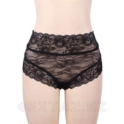 Трусики на высокой посадке с завязками черные (размер M-L) от sex shop Extaz фото 4