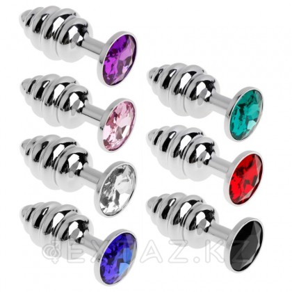 Металлический плаг с кристаллом, фиолетовый от sex shop Extaz фото 2