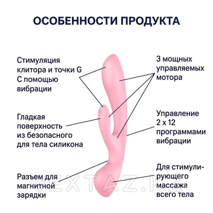 Satisfyer Triple oh Қызғылт қоян вибраторы от sex shop Extaz фото 9
