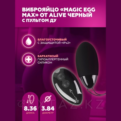 Alive Magic Egg MAX дірілдейтін жұмыртқасы қашықтан басқару пульті бар қара от sex shop Extaz фото 6