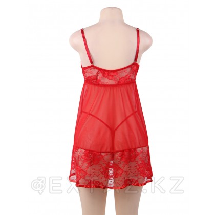 Қызыл пенюар + Floral жіптері (XL-2XL) от sex shop Extaz фото 5