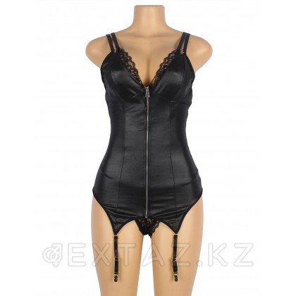 Кожаный бэби-долл на молнии с пажиками для чулок, XL-2XL от sex shop Extaz фото 8