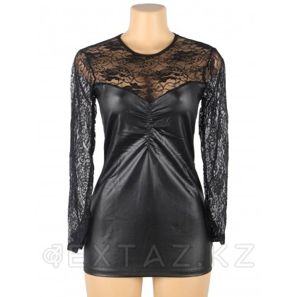 Ohyeah Sexy lace шілтерлі былғары көйлек + стринги, L от sex shop Extaz фото 7