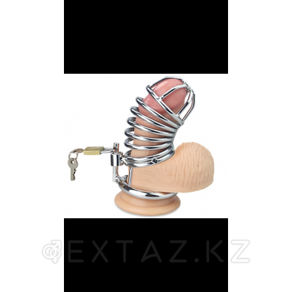 Мужской пояс верности металлический (8,2*3,8 см) от sex shop Extaz фото 3