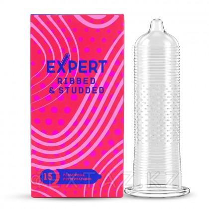 EXPERT Ribbed&Studded презервативтері, қырлы-нүктелі, 15 дана от sex shop Extaz