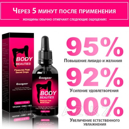 Возбуждающие капли женские Body Beauties, 30 мл - extaz.kz фото 5 Әйел денесінің сұлулығын қоздыратын тамшылар, 30 мл. от sex shop Extaz фото 5