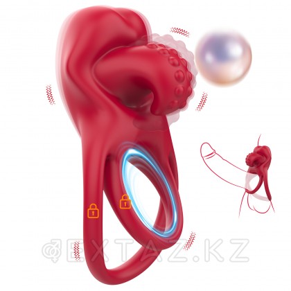 Lick it клиторлық стимуляторы бар қос эрекциялық діріл сақинасы от sex shop Extaz фото 9