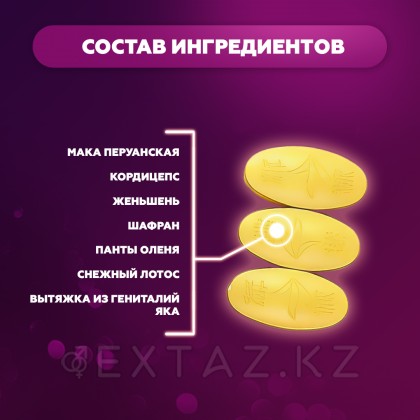 Мака еркек потенциалына арналған қоздырғыш (Maca) 12 кесте. от sex shop Extaz фото 6