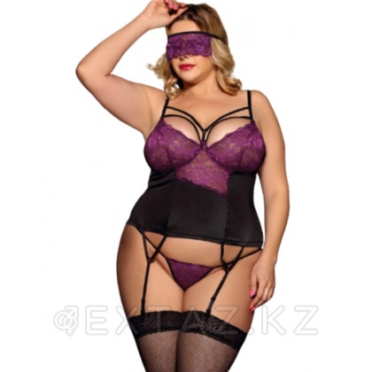 Сексуалды шілтерлі іш киім + күлгін Лейс көз маскасы (XL-2XL) от sex shop Extaz
