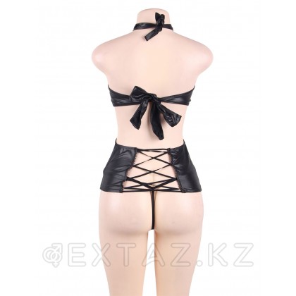 Эротическое кожаное белье Ohyeah: грация с пажиками и стринги, 5XL от sex shop Extaz фото 4