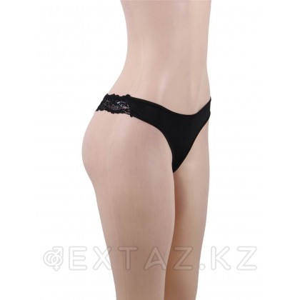 Қара гүлді басылған танга әйелдер трусикасы (XS-S өлшемі) от sex shop Extaz фото 3
