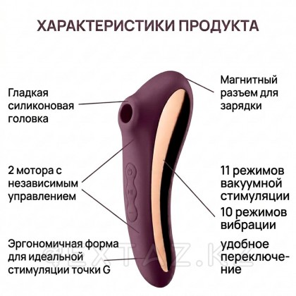 Satisfyer Dual Kiss wine күлгін вакуумды ынталандыратын діріл массажы от sex shop Extaz фото 10